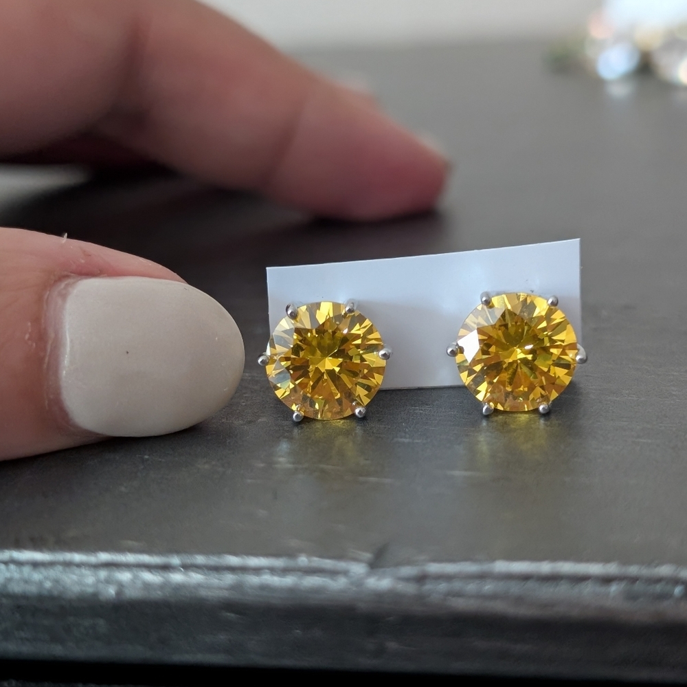 Yellow Gemstone Stud Earrings